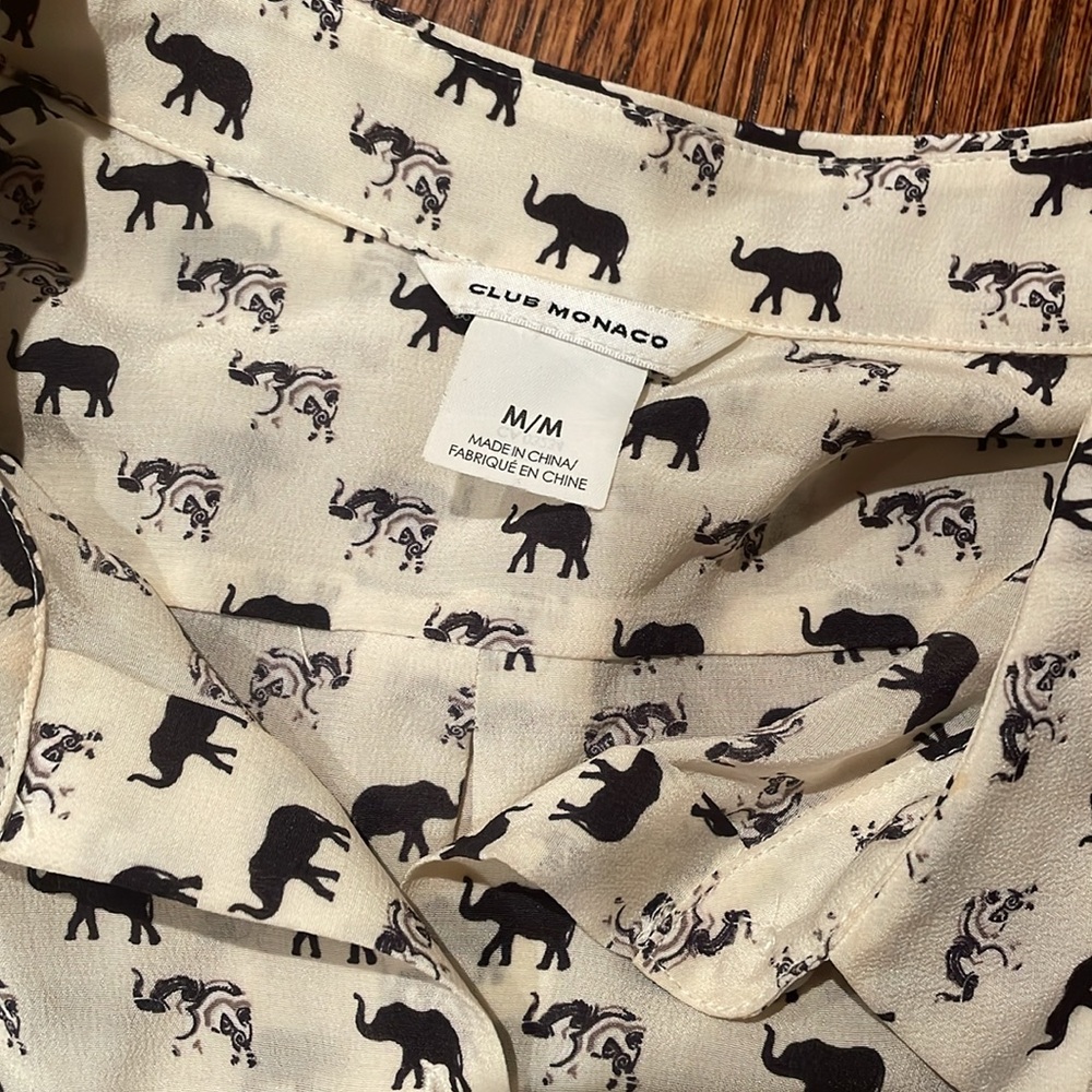 Club Monaco Elephant Print Button Down - image 3